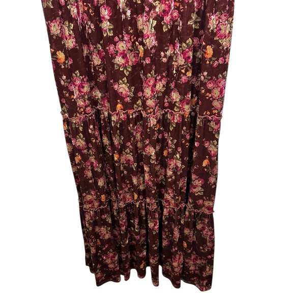 Natural Life Karlie Rust Bouquets Velvet Maxi Sundress Sz XL Boho Cottage Floral - Picture 11 of 13
